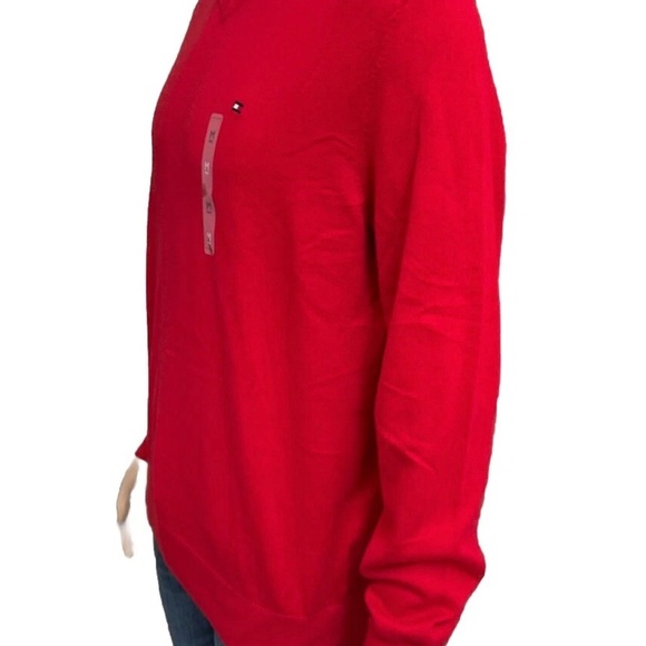 Tommy Hilfiger Long Sleeve Cotton Pullover Red Sweater Mens Medium 100% Cotton - Picture 3 of 6